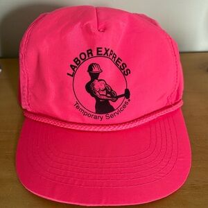 Express vintage rare YR headwear Vibrant neon Pink Hat labor express